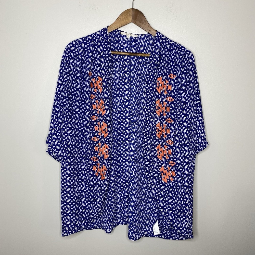 MISS ME Women's Kimono Aztec DESERT SKY Open Front Size XS  Blue